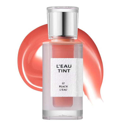 BBIA L’EAU Tint – Glossy & Glow Lip Stain Watery Lip Tint Non-Sticky High Shine Finish Long-lasting Moisturizing Lightweight Natural Daily Use Vegan Korean Makeup (07 PEACH L'EAU)