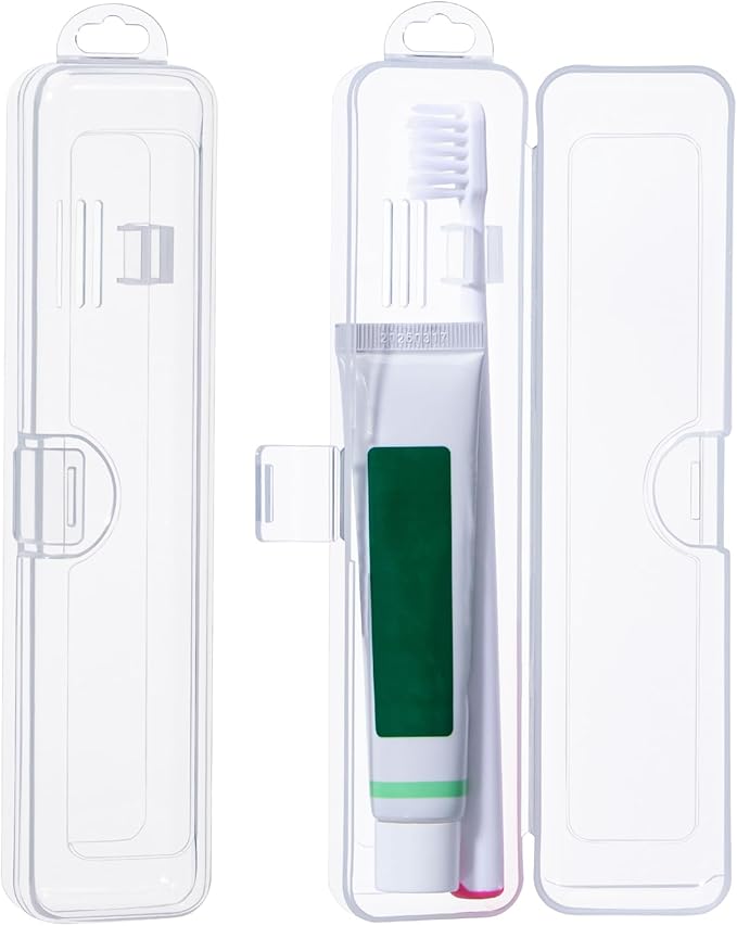 Gamdee Toothbrush Travel Case 2 Pack, Clear Toothbrush Case Holder Travel Size Plastic Toothbrush Holder Toothpaste Storage Container Portable for Traveling, 7.87 x 1.85 x 1.18”
