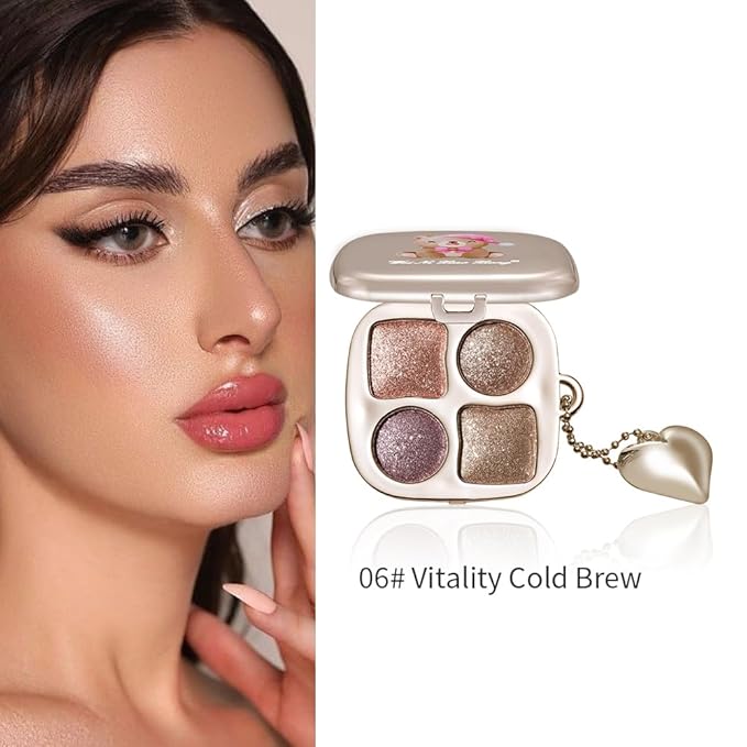 Professional Eyeshadow Palette, Nude Taupe and Brown Neutral Shades, Velvety Matte and Satin Shimmer Finishes, High Pigment Blendable Colors, Waterproof Long-Lasting Eye Palette, 06, 4 Colors
