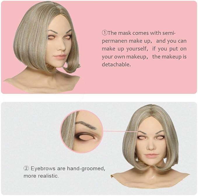 Minaky Hand-made Silicone Head Mask America Girl for Crossdresser Transgender Costumes Drag Queen