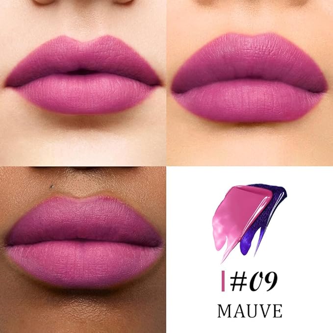 JUAAZIN Peel Off Lip Stain Tattoo with Tweezer - Mauve Matte Lip Tint, Long Lasting Waterproof Transfer-Proof Liquid Lip Stain, Cruelty-Free Lip Masque for All Skin Types, Valentine's Day Gift 09#