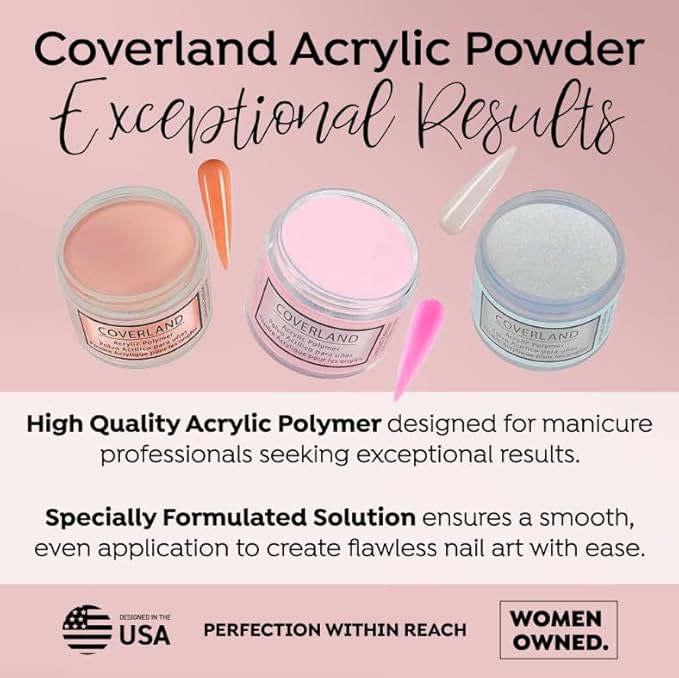 Tones Coverland Acrylic Nail Powder "Bikini & Martini" - Limited Edition Acrylic Powder for Nail Design, Sculpting, and Masking Nail Bed Imperfections - Professional Acrylic Nail Supplies - (1.5 Oz)