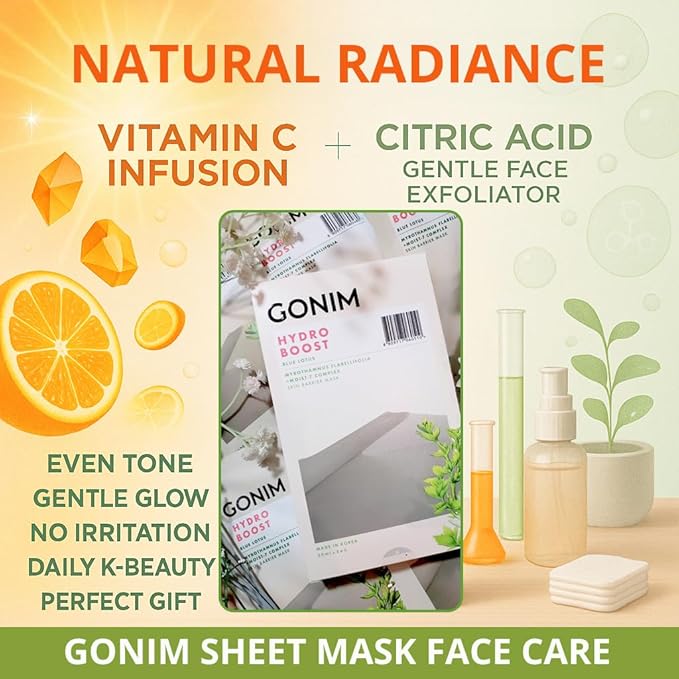 GONIM Face Mask Korean Skin Care with Hyaluronic Acid Serum & Collagen Activation, Hydrating Face Masks Skincare with Vitamin C, Moisturizing Sheet Mask for All Skin, Korean Face Mask 15 Sheets