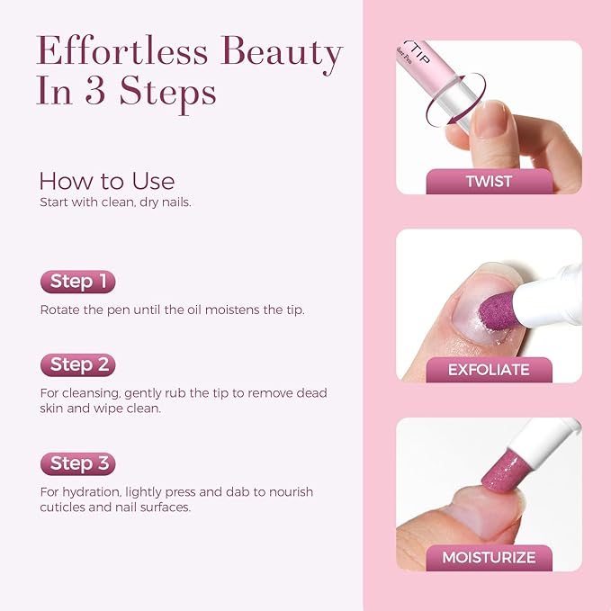 SASSYTIP Cuticle Care Duo: Cuticle Remover Gel & Ceramic Pusher Pen | Instant Dead Skin Removal & Deep Hydration | For Salon-Smooth Nails, Gel & Press-On Prep | 1 fl oz + 2ml Oil Pen (Pink&Gel)