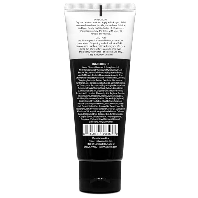 Ebanel Charcoal Peel Off Face Mask Applicator Set, Deep Pore Cleansing Minimizer Blackhead Remover with Niacinamide, Hyaluronic Acid, Vitamin C, Green Tea, Deep Cleanse Black Masks Peel Off Gel Mask