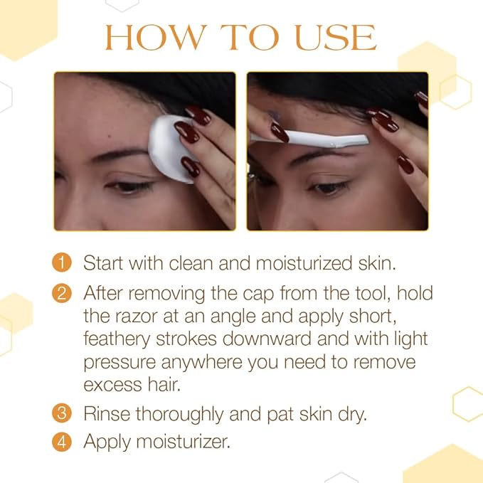 GiGi Dermaplaning Tool for Face & Eyebrows - Precision Eyebrow Razor for Women, Facial Razors for Hair Removal with Safety Cover, 4 Pcs
