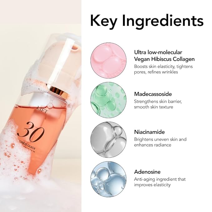 MENOKIN 30 Seconds Quick Bubble Mask [LIFT] - [Collagen] & Niacinamide in Micro-bubbles for Anti Aging, Boost Elasticity, Fine Lines, Korean Glass Skin Care Essential, 70 Uses, 3.21 fl.oz