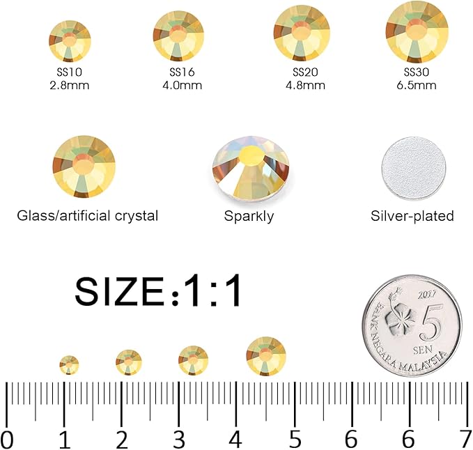 MEIBITE Flatback Rhinestones Bulk, 14400PCS Shiny Sunlight Rhinestones for Clothes DIY Decoration Crafts, Shiny Sunlight, SS10, 2.7-2.9mm