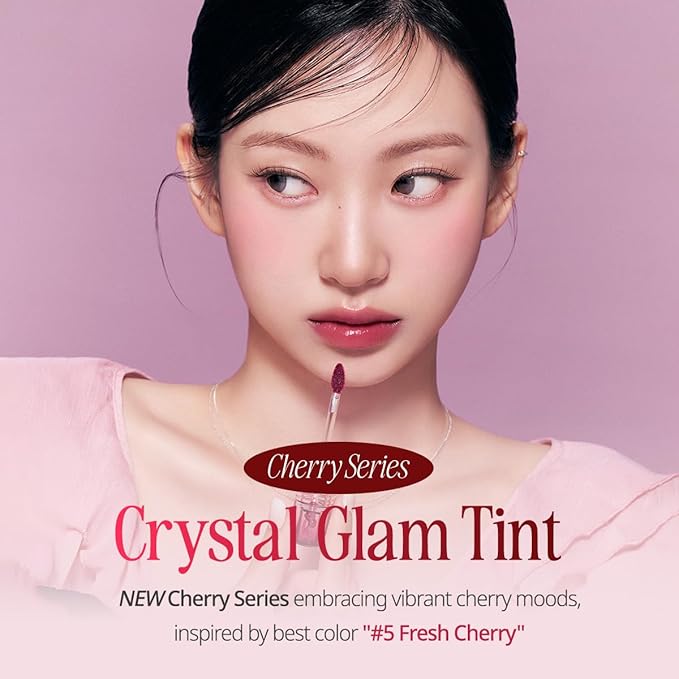 CLIO CRYSTAL GLAM TINT (CHERRY SERIES 027 HONEY CHERRY), Glossy Finish, Lightweight, Buildable, Glass-Like, Smoothing, Long-Lasting, Vivid, Transparent, Shiny, Moisturizing Lip Stain, Korean Lip Tint