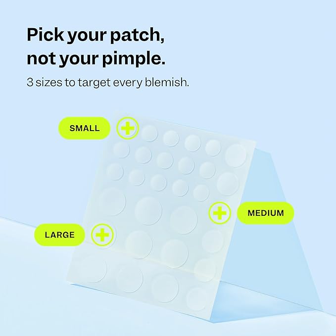 Peach Slices - Acne Spot Dots (30 ct) - Hydrocolloid Pimple Patches for Face - Absorb Gunk, Protect Picking & Support Healing - 3 Sizes (7, 10, & 12mm) - Vegan, Cruelty Free, Korean Skin Care & Beauty