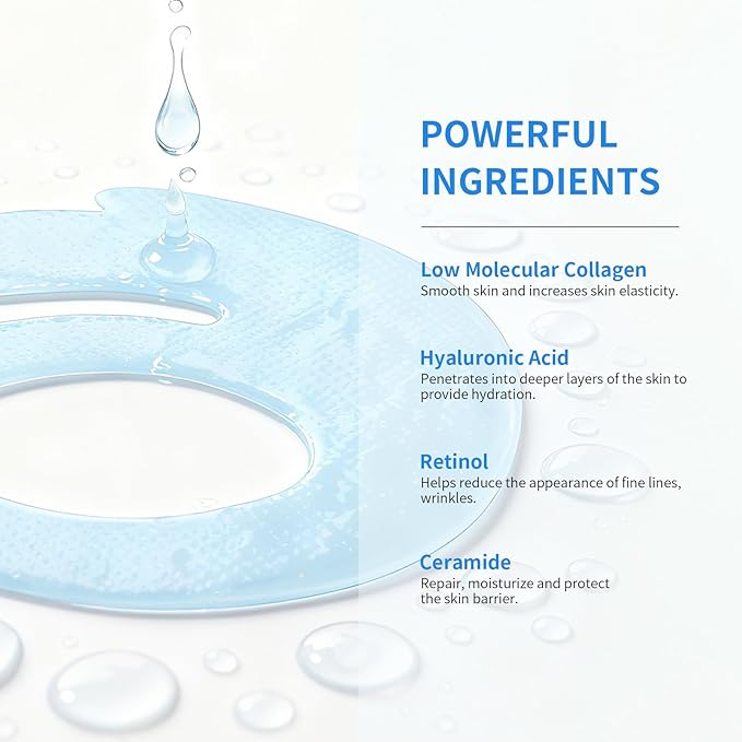 OK Shape Eye Masks, 360° Fit Under Eye Patches with Retinol and Collagen, Firming & Hydrating Eye Mask for Wrinkles and Puffy Eyes, Self Care Gifts for Women - 6 Pairs, Happy Blue