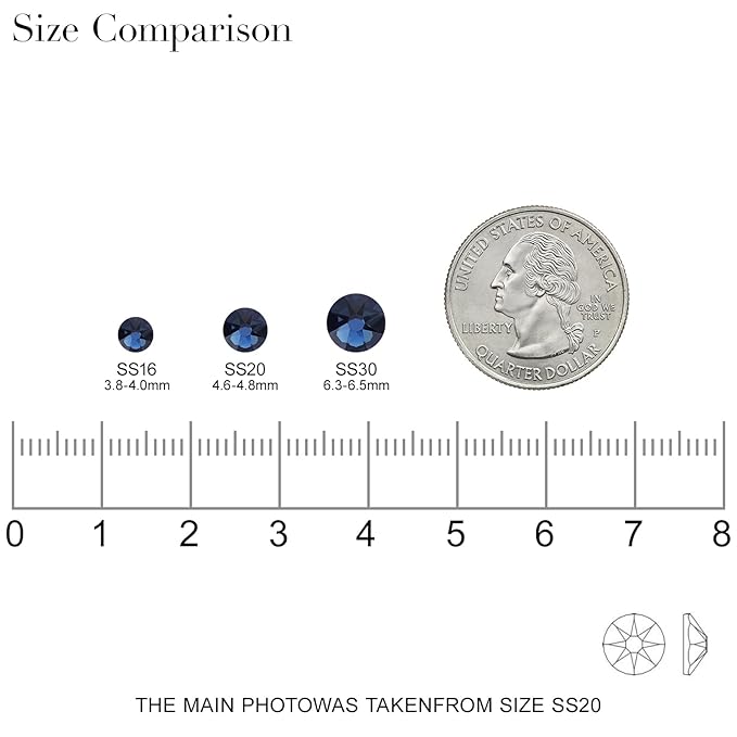 Novani Montana Rhinestones 288pcs Flat Back Round Rhinestone Style 2088 Sparkly Crystal Gemstones for Nail Art and Crafting SS30,6.4-6.6mm
