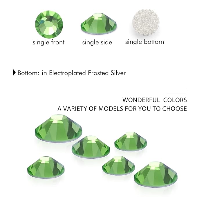1440Pcs Light Green Crystal Rhinestones,Glass Flatback Rhinestones Gemstones for Nail Face Makeup Art Crafts Clothes Decoration - (SS12,3.0mm,Light Green)