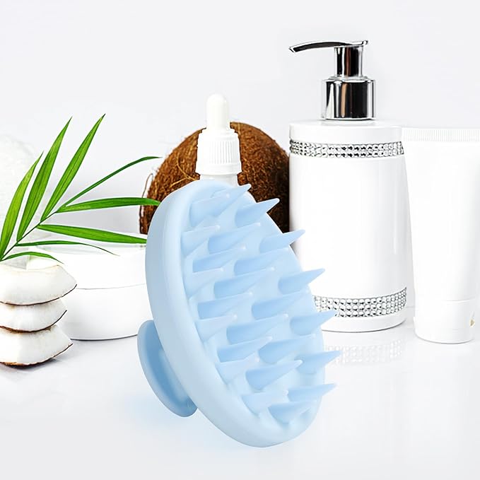 Meartchy Silicone Scalp Massager, Scalp Scrubber for Hair Growth with Soft Bristles, Scalp Exfoliator Brush Dandruff Removal Shampoo Brush for Wet Dry Scalp Care (Light Blue)