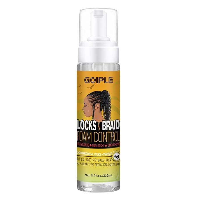 Braid Foam Control Braid Mousse for Braids Twist, Locs, No Flake Extra Hold High Shine Style and Moisturizes, Hair Braiding Mousse for Braids Lightweight Easy to Apply 8fl oz