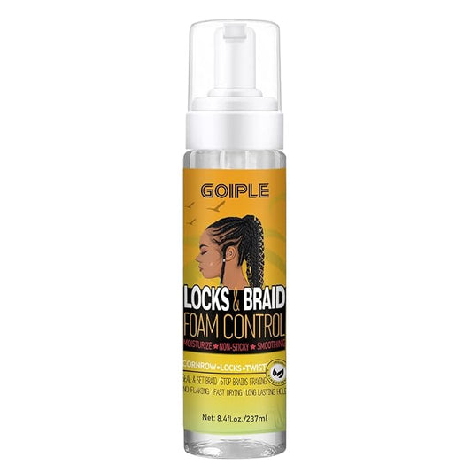 Braid Foam Control Braid Mousse for Braids Twist, Locs, No Flake Extra Hold High Shine Style and Moisturizes, Hair Braiding Mousse for Braids Lightweight Easy to Apply 8fl oz
