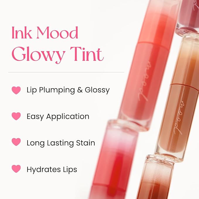 Peripera Ink Mood Glowy Tint | Lip-Plumping, Naturally Moisturizing, Lightweight, Glow-Boosting, Long-Lasting, Comfortable, Non-Sticky, No White Film (014 FOLLOW ROSE)