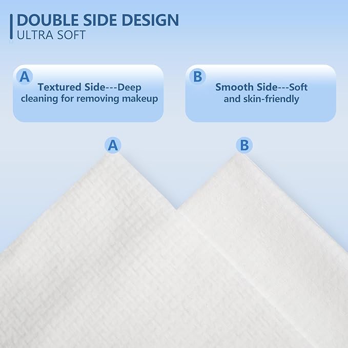 Dorahoney Disposable Face Towels, 12"×12" Extra Large Face Towelettes, Ultra Soft Facial Towels for Sensitive Skin, Makeup Remover Dry Wipes, 55 Count (1 Pack)
