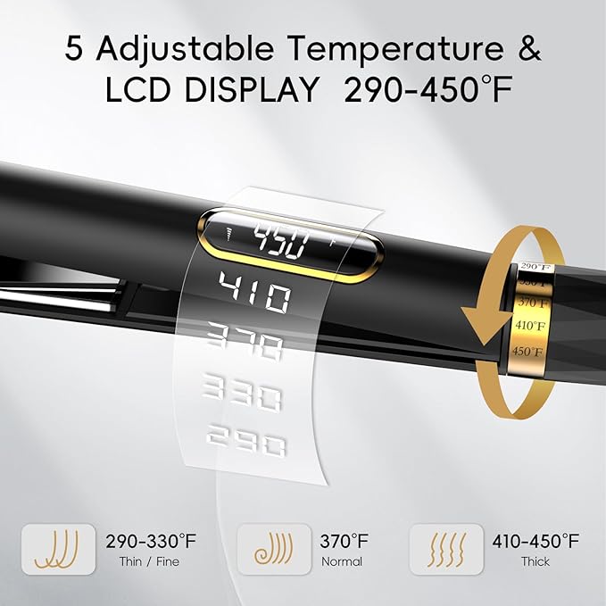 Nicebay 1” Titanium Flat Iron, Fast Heating Hair Straightener & Curler,with 5 Temp Settings, Negative Ion Technology,Travel-Friendly, Smooth Salon Design