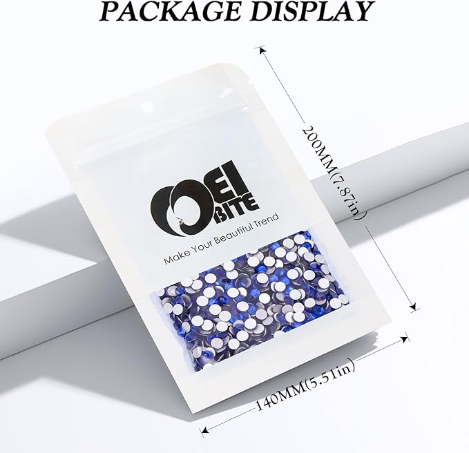 Meibite Sapphire Flatback Rhinestones, Glass Rhinestones for Nail Art and Craft, Glue Fix, Loose Crystal Gemstones(Blue, SS16, 2880pcs, 3.8-4.0mm)