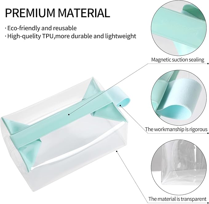 Clear Travel Toiletry Bag with Magnetic Closure, Makeup Bag for Women and Men, Cosmetic Bag for Travel (Light Green)