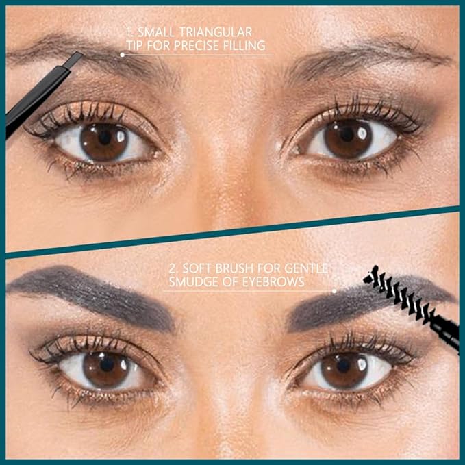 5 Pcs Eyebrow Pencils for Women, Waterproof Professional Makeup Micro Brow Pencil, Grey Brow Kit with Eyebrow Brush, Ultra-Fine Mechanical Pencil, Vegan&Cruelty-Free (C04#Grey)