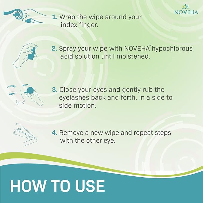 NOVEHA 60PCs Dry Wipes - Gentle & Hypoallergenic Daily Eye & Nasal Cleanser Wipes - Makeup Removal - Calm, Relieve, Soothe, Hydrate Your Skin Naturally - Can be Use with our Foam and Cleanser Line