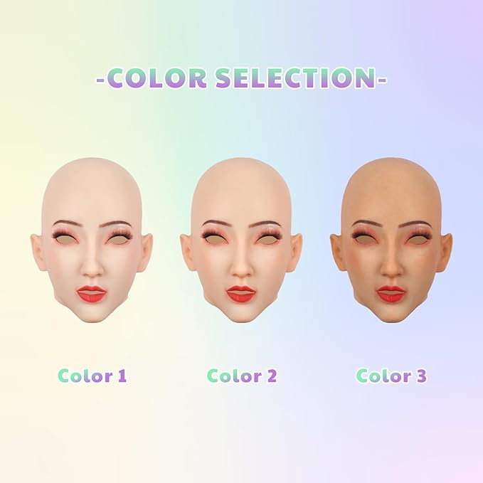 Realistic Masks Adults Human Face, Silicone Female Head Mask Cosplay Novelty Full Face Halloween Crossdresser Party