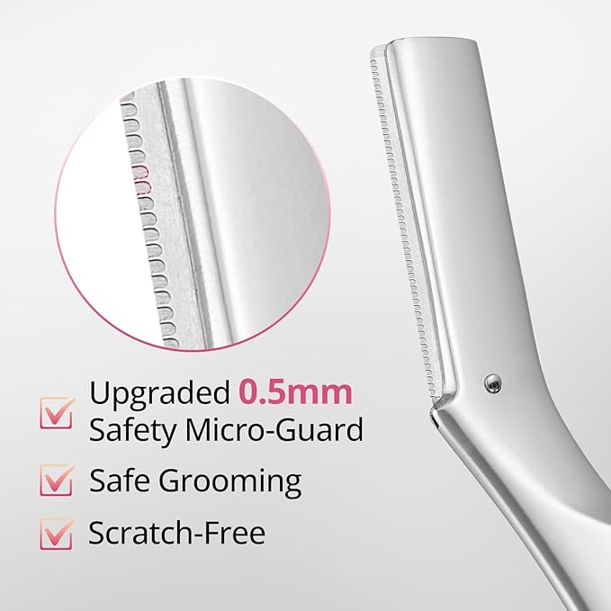 Mistfree Dermaplane Razor for Women Face, Eyebrow Razor for Women & Men, Professional Metal Dermaplaning Tool with 12PCS Refill Blades, Reusable Face Razor for Exfoliation & Peach Fuzz Removal