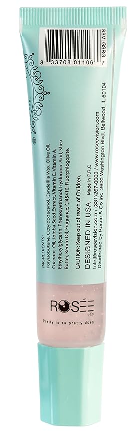 Rosee Lip Gloss Vegan & Cruelty Free Treatment, Professional Make up, Long Lasting Glossy with Shea Butter, Moisturize, Protect & Smooth, High Shine, Non-Sticky (f. Sparkling Rose Gold, 0.5)