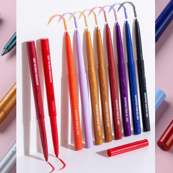 eyeliner pencil retractable eyeliner creamy pigmented smudge proof eye liner pen shimmer Dark Blue