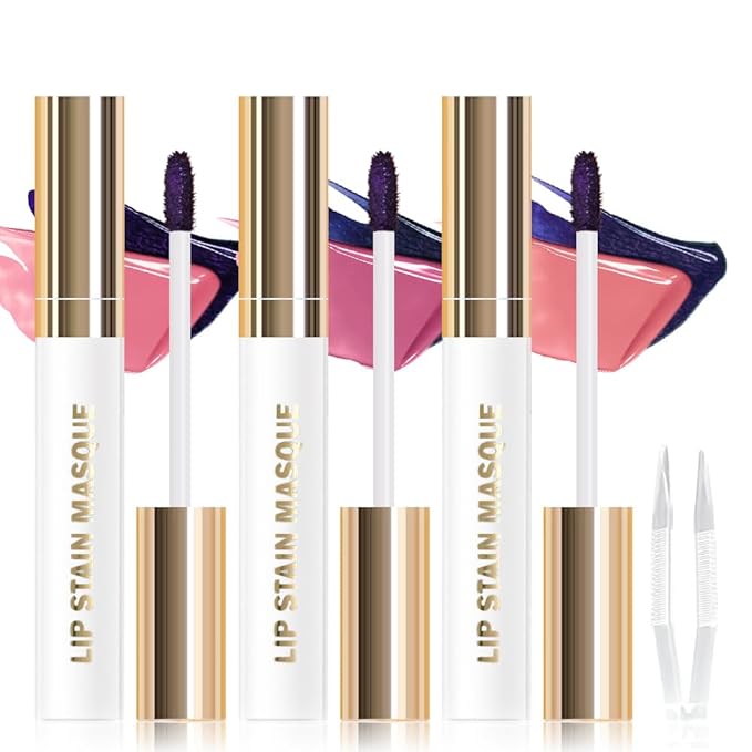 JUAAZIN 3Pcs Peel Off Lip Stain Tattoo with Tweezer - Matte Peel Off Lip Tint, Long Lasting Waterproof Transfer-Proof Lip Stain,Cruelty-Free Lip Masque for All Skin Types,Valentine's Day Gift 01+02+03