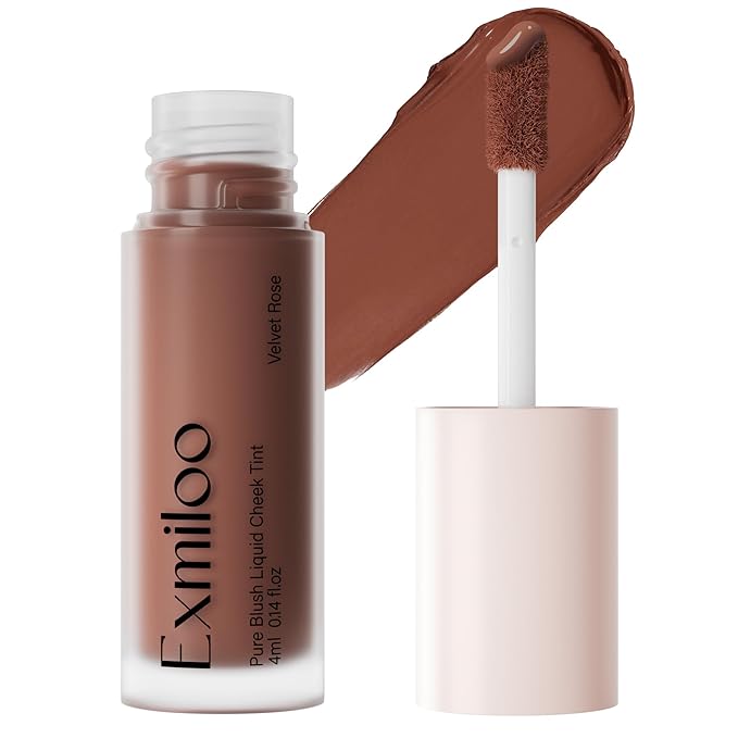 Exmiloo Liquid Blush - Lightweight Liquid Blush for Cheeks - Long-Lasting Liquid Matte Blush Makeup, Blendable & Buildable, Vegan & Cruelty-Free, Velvet Rose