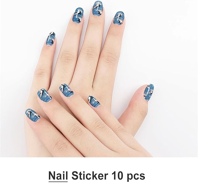 WUXEKZO Self Adhesive Nail Stickers Nail Art Decoration for Girls Manicure Salon (Set of 5 Retro Ocean Sea Sharks Nail Sticker Nails Decals)