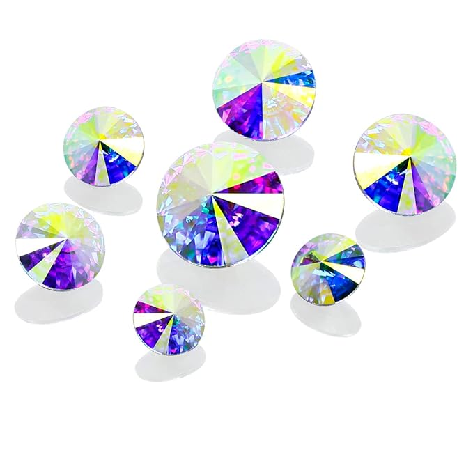 Dongzhou K9 Glass Crystal AB Nail Rhinestones Pointed Back Crystals Mix Sizes Gems Stones Decorations Set for Nail Art Clothing Jewelry Shoes Bags, Especially for Nails Design