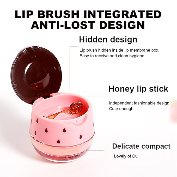 Lip Balm Sleeping Lip Mask, Long-Lasting Nourishing & Moisturizing Lip Night Care Lip Anti-chapped Lip Cream Lip Skin Care (Apple)