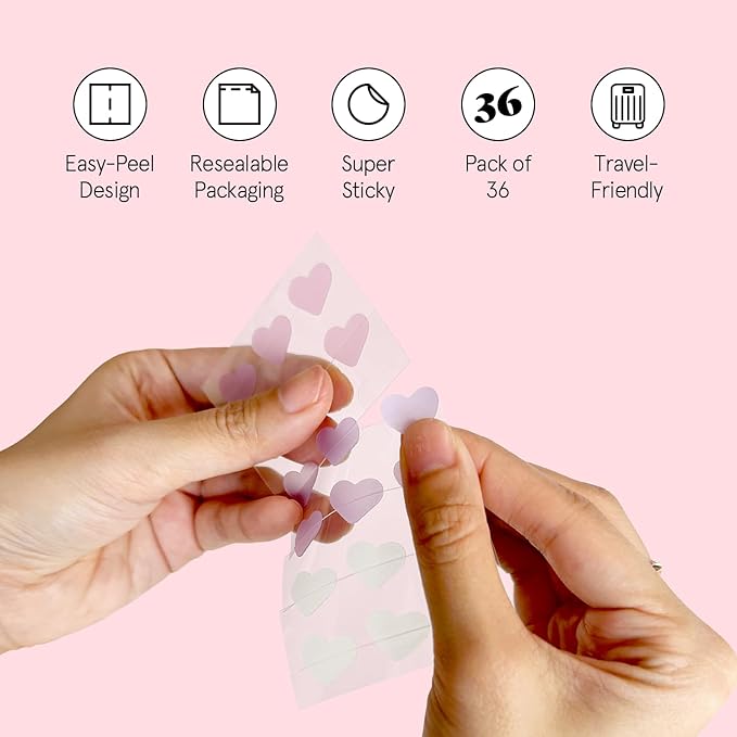 grace & stella Award Winning Pore Strip - Pimple Patches for Face - Heart Hydrocolloid Zit Stickers that Help Soothe & Conceal Breakouts - Cute Patches - Dermatologist-Tested Vegan (Heart, 36 Count)