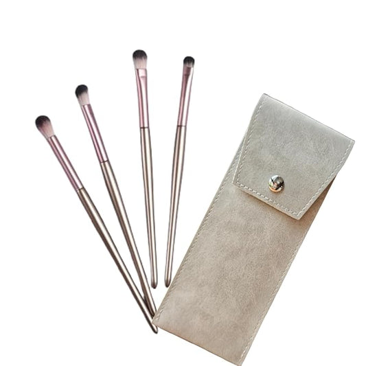Eyeshadow Makeup Brushes Set with Case 4 PCS Soft Synthetic Hairs Eye Makeup Brushes for Blending Eyebrow Eyeliner Eyeshadow （Rosegold）