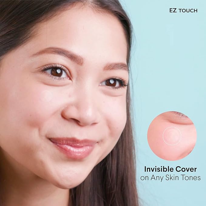 EZ Touch Touch-free Hydrocolloid Acne Pimple Patch (60 count, 12mm, Invisible) | Ultra-thin & Vaterproof | Patented Korean Slim Cover