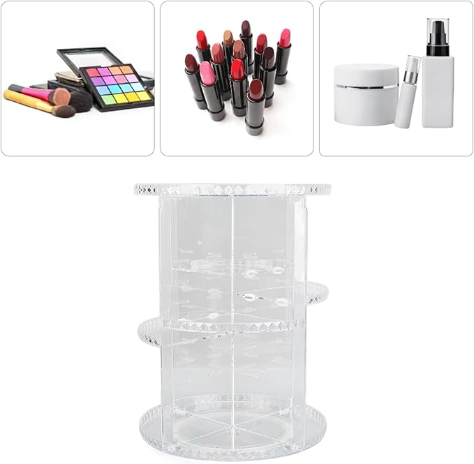 goodstumbler 360 Degree Rotation Rotating Makeup Organizer Transparent Stable Base Cosmetic Storage Box for Lipstick Skincare Beauty Vanity Countertop Organizer Transparent PS Material