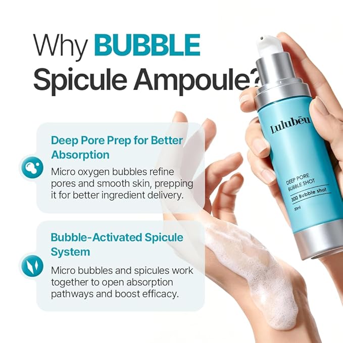 Deep Pore Bubble Shot Ampoule, K-Beauty Deep Pore Prep Serum with Crystal Spicule, PDRN & Azulene, 300-Shot Spicule System for Smoother, Clear-Looking Skin