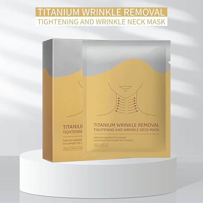 Tseriact Golden Glow Neck Mask - Neck Wrinkle Patches Hydrating Mask Patches Moisturizing Wrinkle Pads Reduces Fine Lines for Skincare 5PCS (5 Count (Pack of 1)