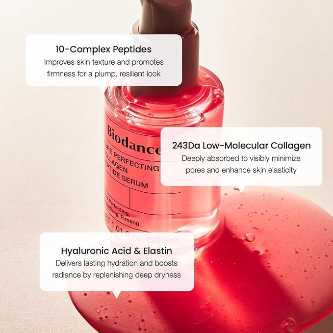 BIODANCE Pore Perfecting Collagen Peptide Serum, Skin Firming & Radiance Boost, Plumping, Pore Care, Makeup Prep Serum for All Skin Types, Korean Skin Care, Gifts for Women | 1.01 fl.oz x 1 ea