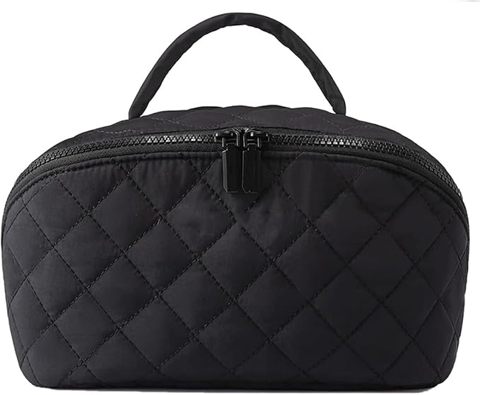 Feilium Travel Makeup Bag, Wide Open Expandable Lay-Flat Cosmetic Case, Padded Organizer for Toiletries & Brushes Large Capacity with Compartments