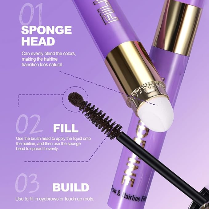 3 in 1 Hair Color Concealer Eyebrow Gel For Women, Waterproof, Long Lasting,Transfer-proof, suitable for eyebrows, beard, and hairline, With features a blending sponge applicator,Black Brown