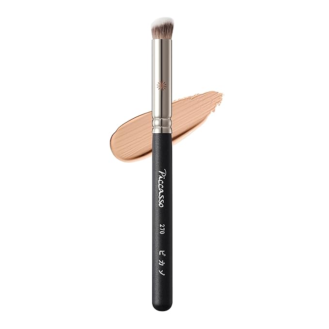 Piccasso 270 Concealer Brush – Large Angled Brush for Face Makeup, Under Eye Concealer, and Liquid Blush, Soft Bristles for Cream and Liquid Products, Korean Makeup Brush for Pore Coverage