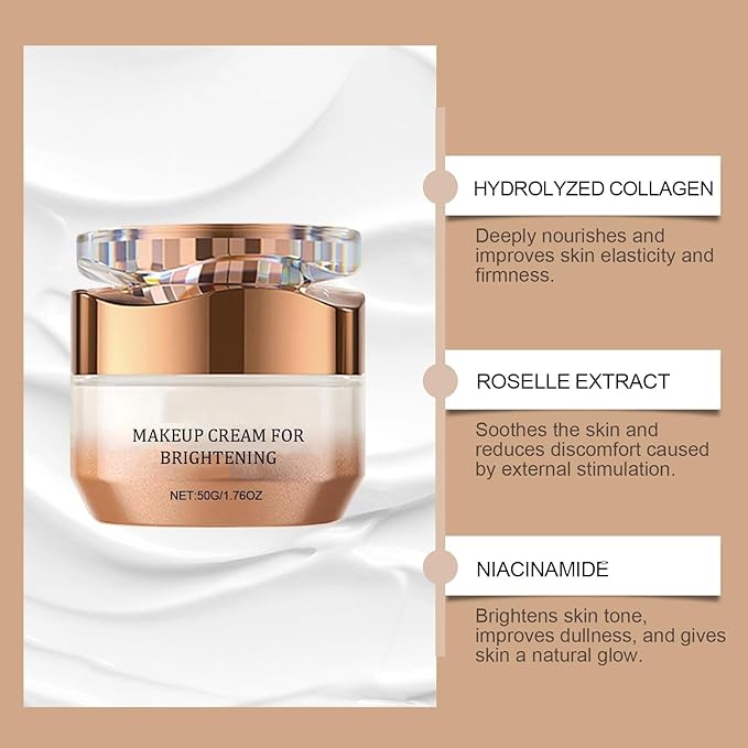 Niacinamide Brightening Face Cream, Moisturizing Tone-Up Cream for Women, Lightweight Hydrating Concealer Cream for Radiant and Smooth Skin 50g