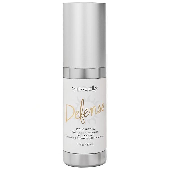 Mirabella Defense CC Creme Full Coverage Foundation with SPF 20, CC Cream Foundation with Sunscreen & Hyaluronic Acid, Oil Control with Salicylic Acid - Light