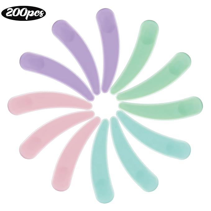 200PCS Cosmetic Spatulas, Small Makeup Spatula, Mini Plastic Makeup Scoop for Mixing and Sampling, Skin Care Facial Cream Mask Spatula (Multicolor)