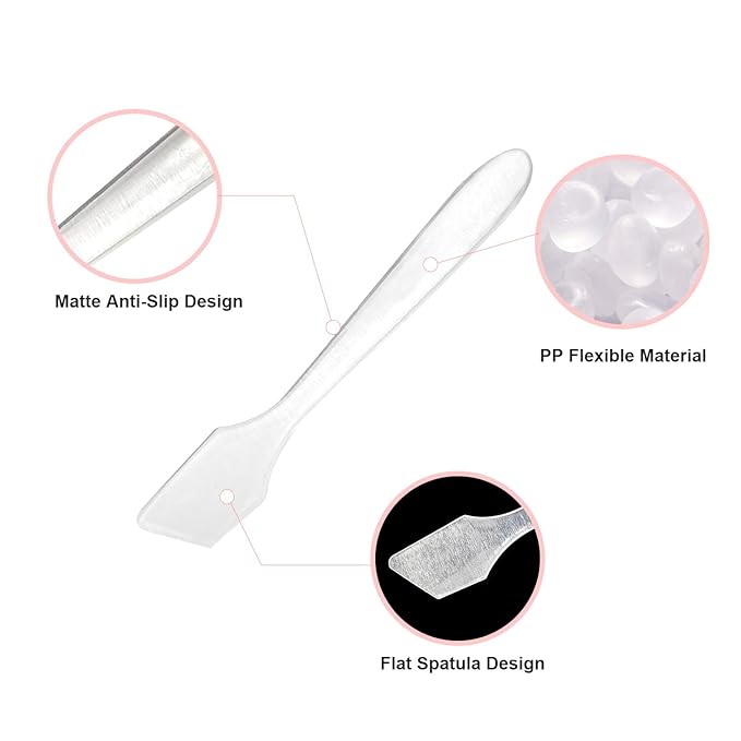 SumDirect Mini Spatulas 100 Pcs Face Spatula Cosmetic Spatula Frosted Clear Disposable Plastic Makeup Spatulas Mini